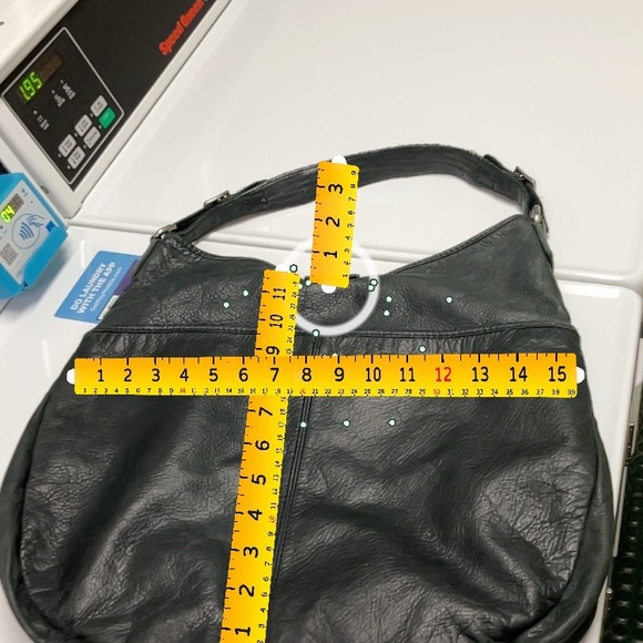 J Crew Leather Bag Purse Black Distressed Bohemian Chic - Picture 17 of 17